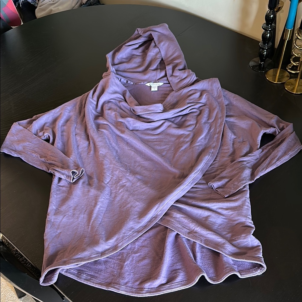 Athleta Purana Hooded Purple Crossover Sweatshirt
